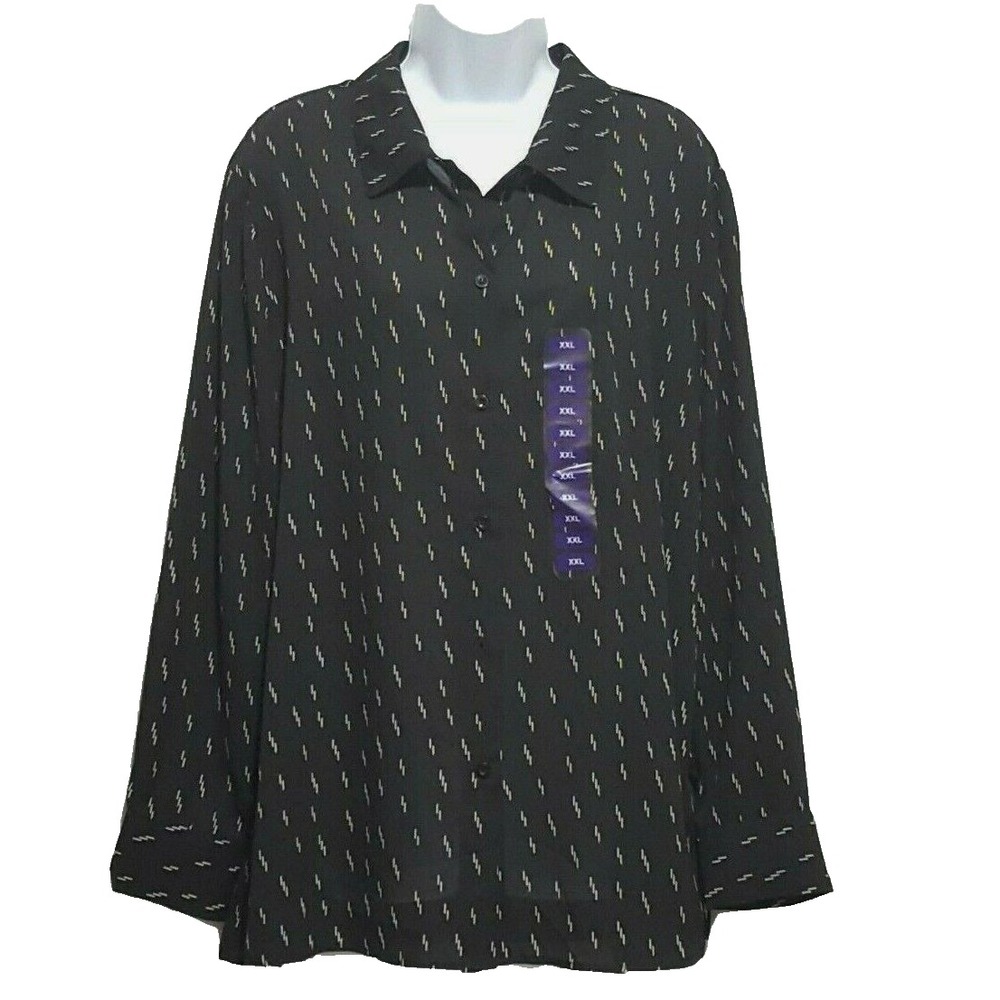 Chelsea & Theodore Blouse Womens XXL Button Lightning Bolt Long Sleeve
